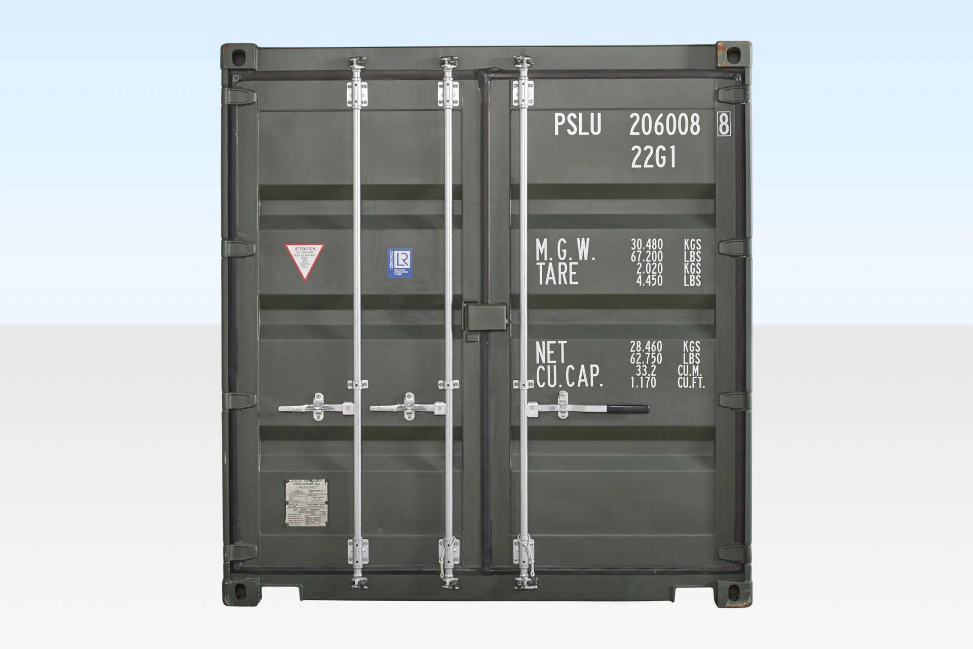 20ft x 8ft One Trip Shipping Container — Dark Green - Image 4