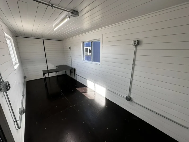 20ft Shipping Container Office – Slate Gray Shiplap, 120V Mini Split - Image 3