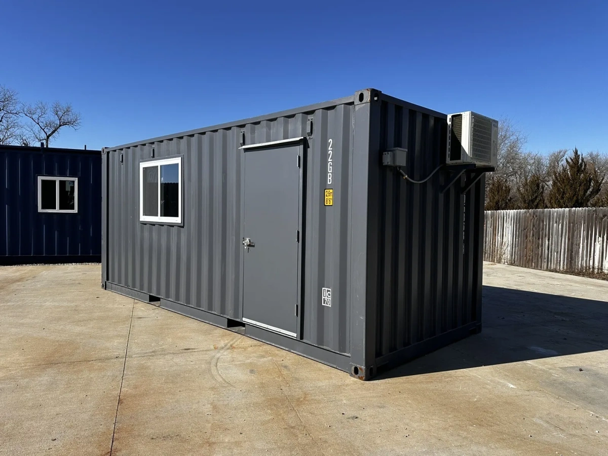 20ft Shipping Container Office – Slate Gray Shiplap, 120V Mini Split - Image 6