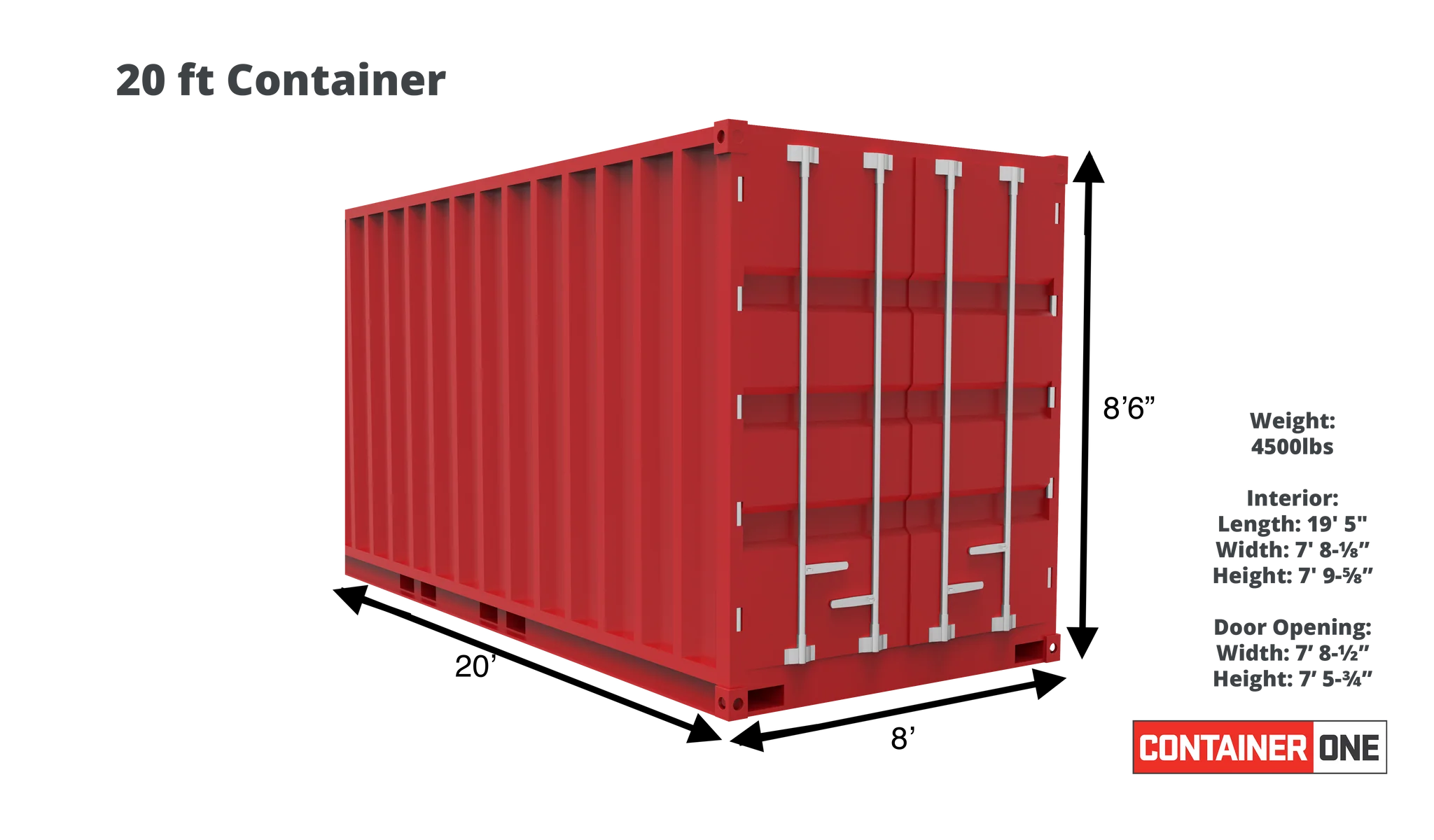 20ft Standard Cargo Worthy Shipping Container - Image 2
