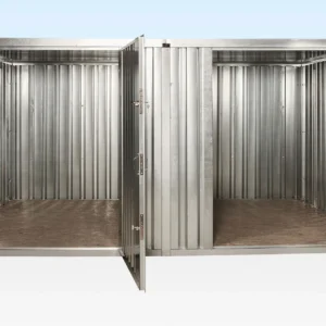 2 x 3m Flat Pack Storage Containers — Linked Side-by-Side (Galvanised)