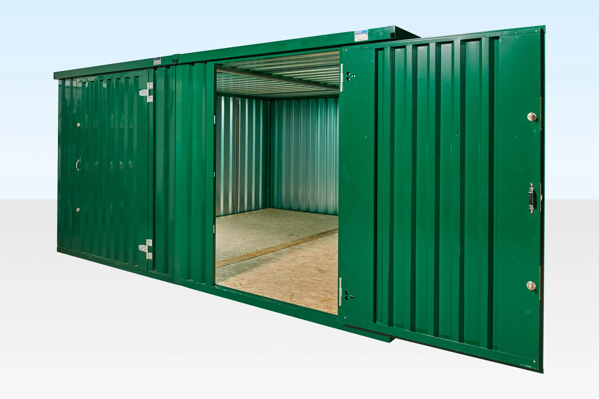 2 x 4m Flat Pack Storage Containers - Linked Side-by-Side (Powder Coated)