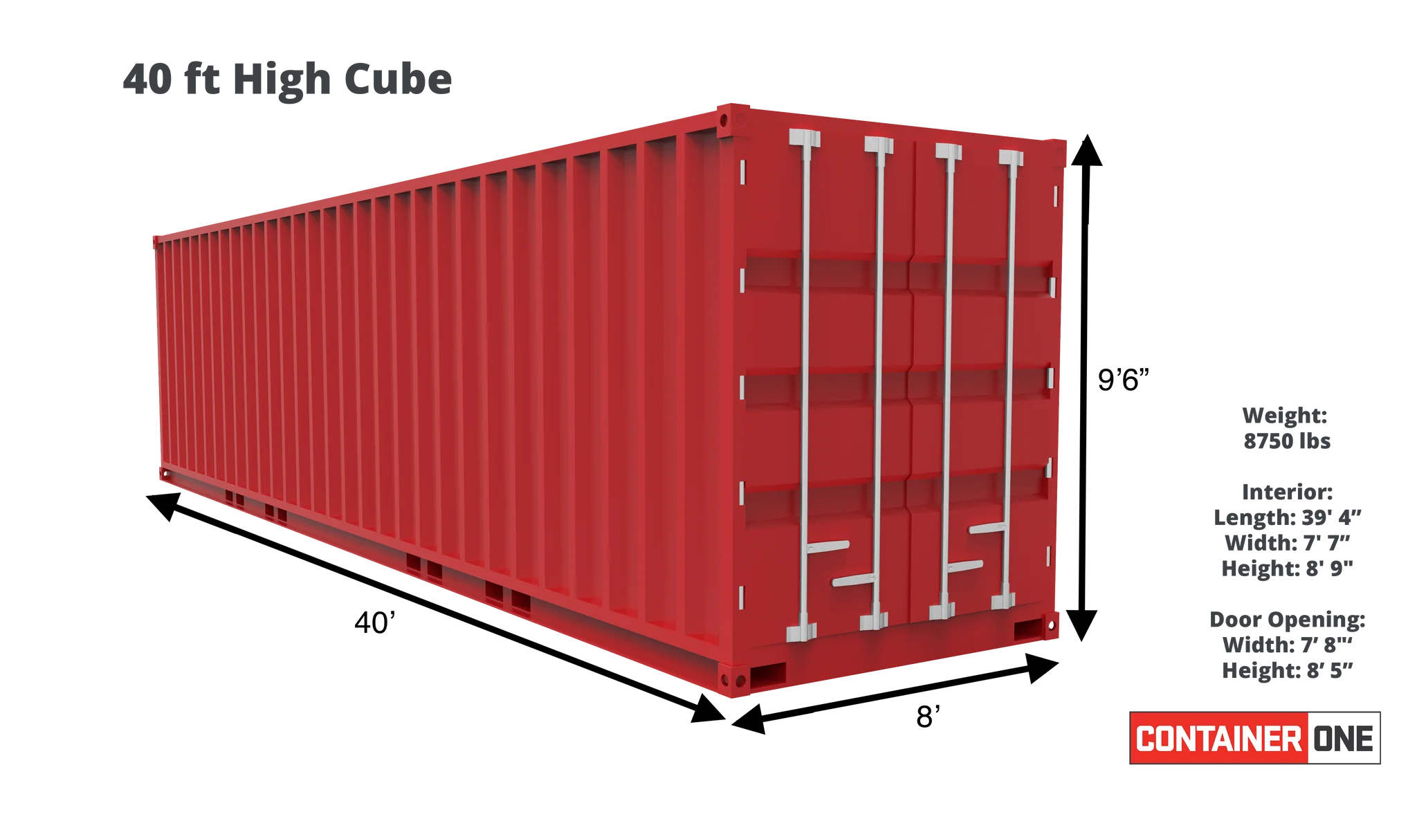 40ft High Cube One Trip Shipping Container - Image 4