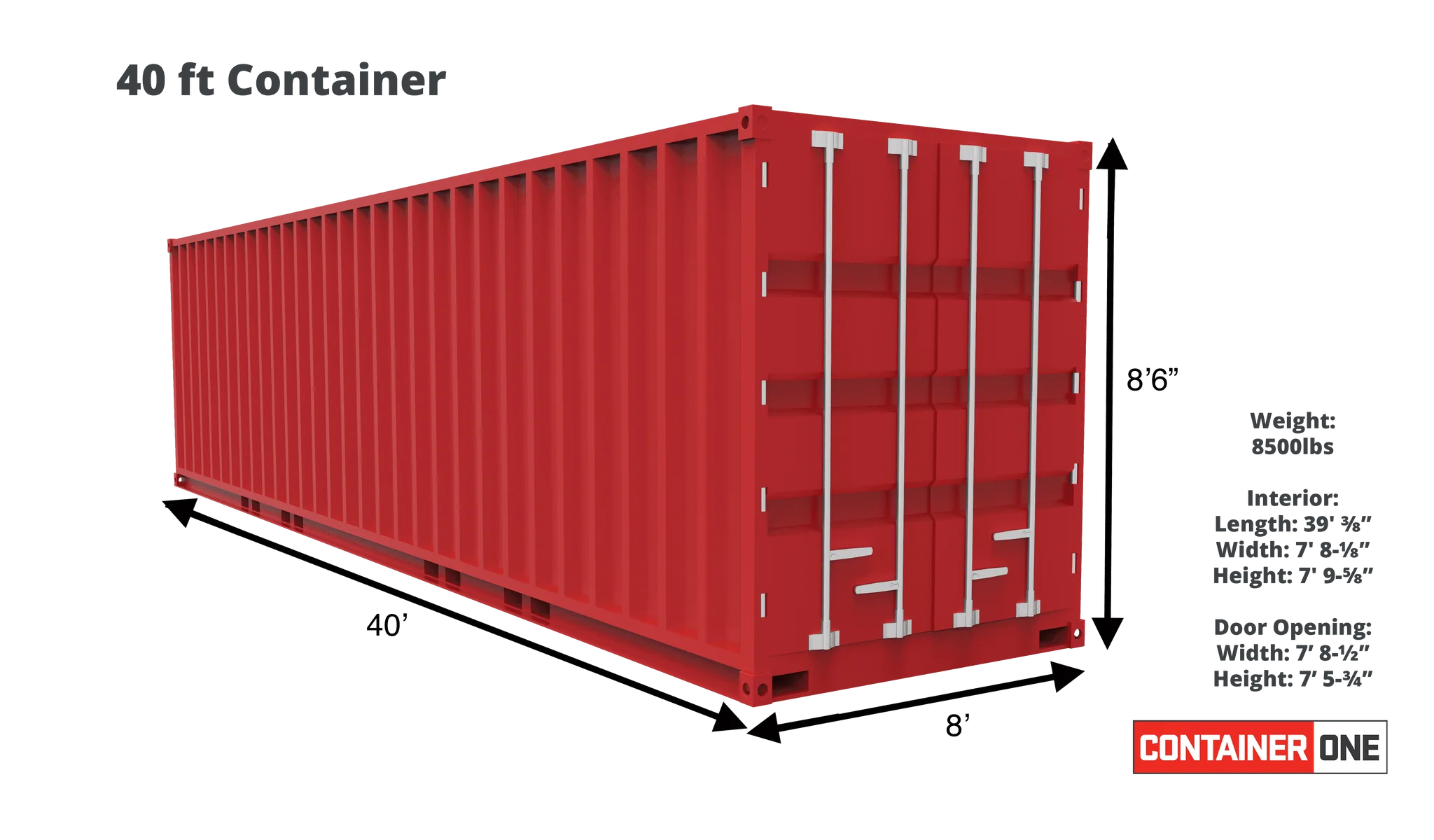 40ft Standard One Trip Shipping Container - Image 2
