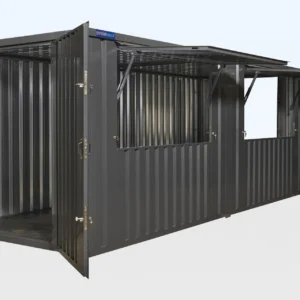 8m x 2m End-Linked Flat Pack Kiosk Bundle — RAL7015