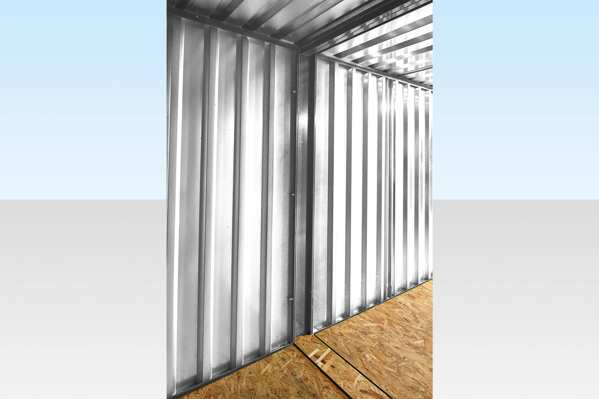 2 x 4m Flat Pack Storage Containers – Linked Side-by-Side (Galvanized) - Image 4