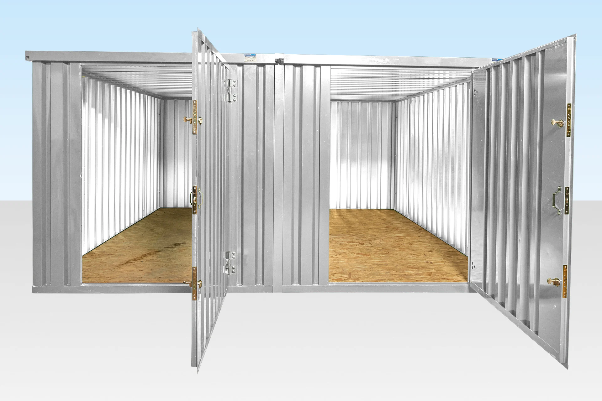 2 x 4m Flat Pack Storage Containers – Linked Side-by-Side (Galvanized) - Image 2