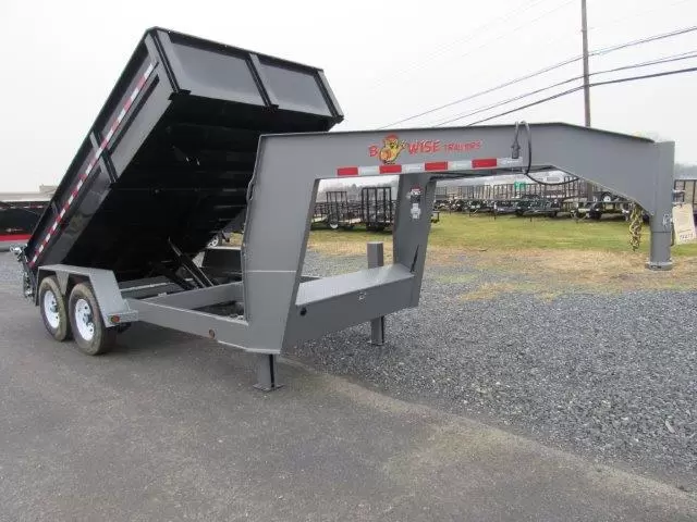 BWise 7x14 Gooseneck Dump Trailer Combo Gate & Ramps - Image 9