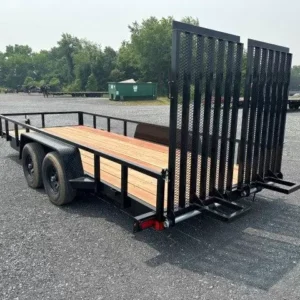 BWise 7x18 Equipment Trailer Split Landscape Ramp