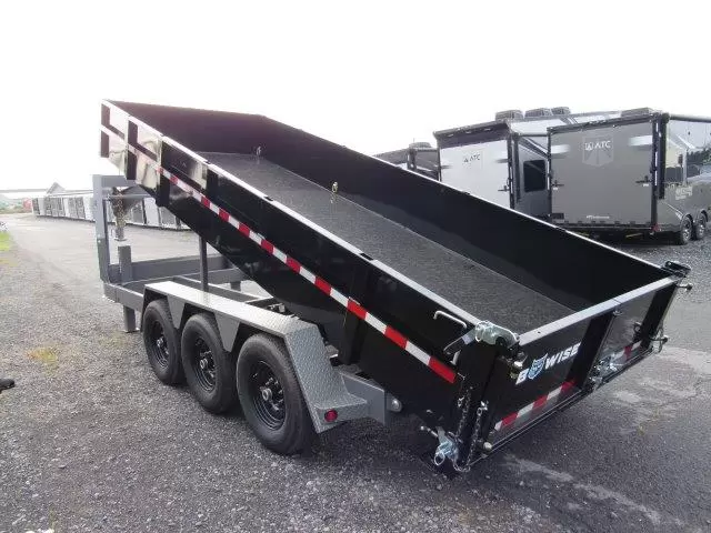 BWise 7x18 Gooseneck Tri-Axle Dump Trailer Hydraulic Jacks - Image 4